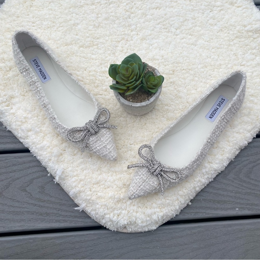 Steve Madden Tweed Bow Flats